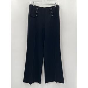 Lafayette 148 NY Women’s Wide Leg 100% Wool Black Nautical Side Zip Pants 6 EUC
